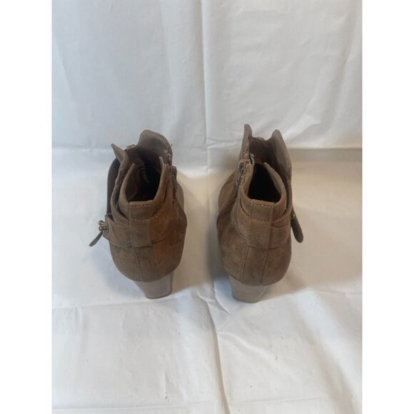 CHARLOTTE Russe Khaki Women's Ankle Faux Suede Boots Size 9 Side Zipper - Picture 12 of 14